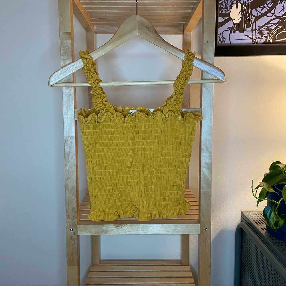 Reformation Goldenrod Yellow Smocked Tank Top L